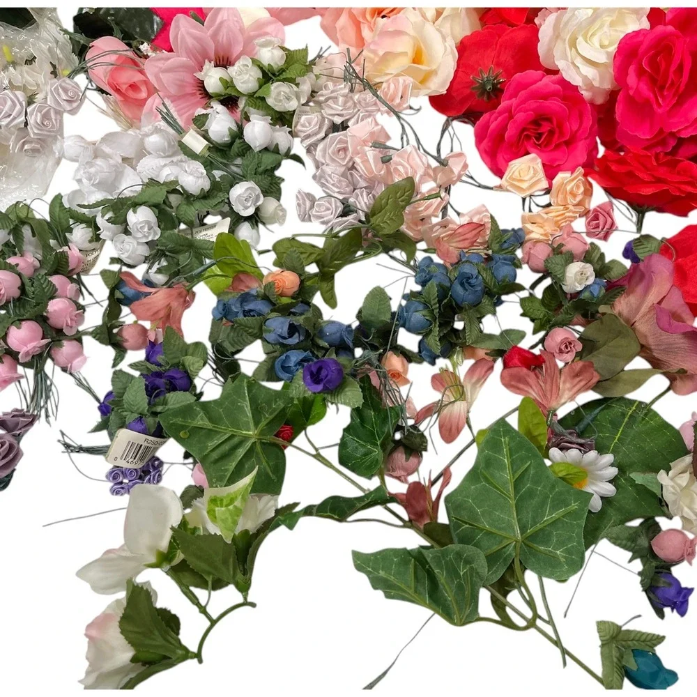 LAREGE Multicolor Artificial Flower Lot Blooms Faux Roses Craft Decor Boho